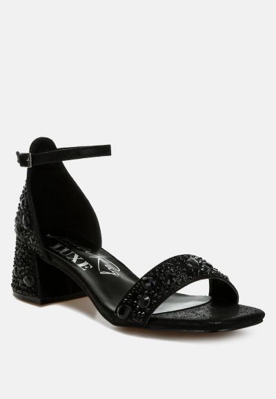 London Rag Womens Nocturnal Rhinestone Embellished Shimmer Sandals