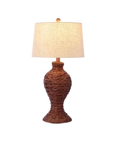 Настольная LED лампа Elicia 31" Coastal Cottage из плетеного гиацинтового водного растения, темно-коричневая