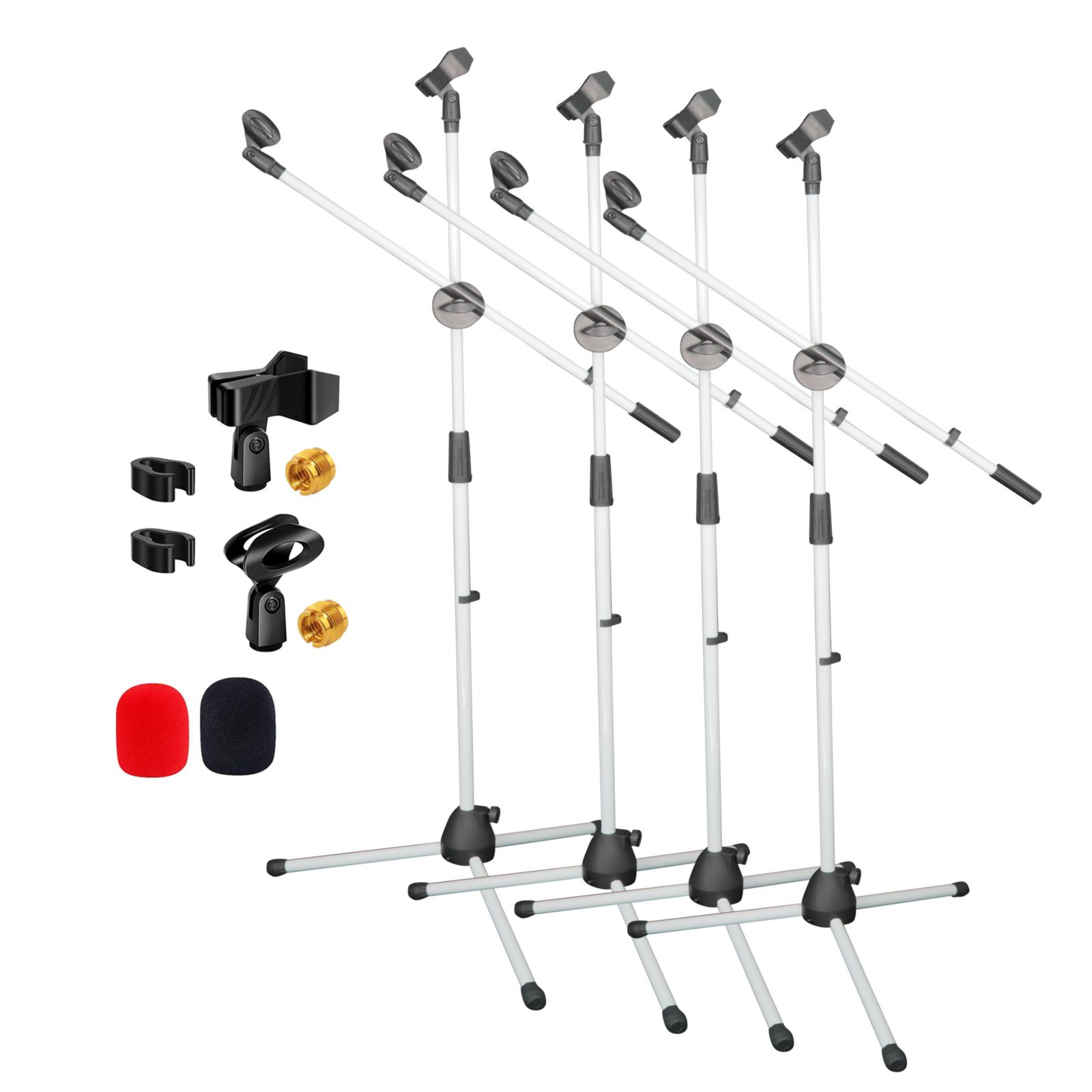 5 Core Collapsible Height-Adjustable Dual Microphone Tripod Stand with Boom Arm