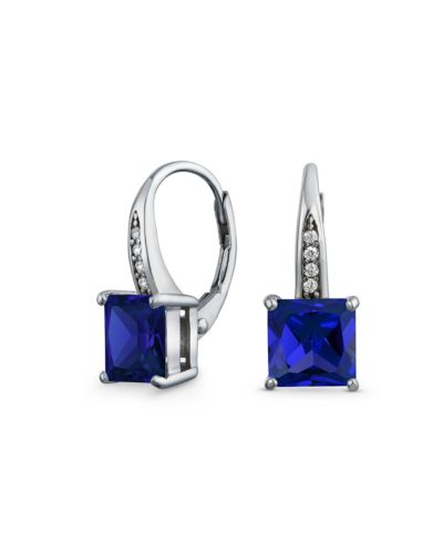 Bling Jewelry 2CT Canary Yellow Solitaire Square AA CZ Drop Earrings Sterling Silver
