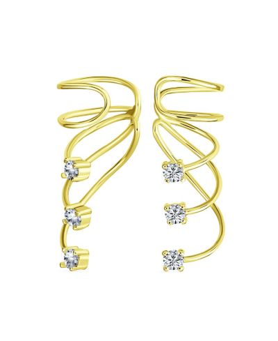 Серьги-каффы Bling Jewelry Spiral CZ Curved Wire Crawlers Rose Gold Silver