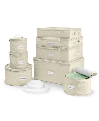 Sorbus 8 Piece Quilted China Dinnerware Storage Cases - for Dinnerware, Mugs, Cups (Beige)