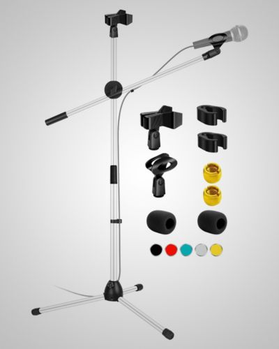 5 Core Collapsible Height-Adjustable Dual Microphone Tripod Stand 31 to 76 Inches