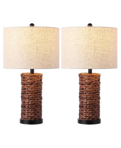 Jonathan Y Elicia 25" Coastal Water Hyacinth LED Table Lamp (Set of 2)