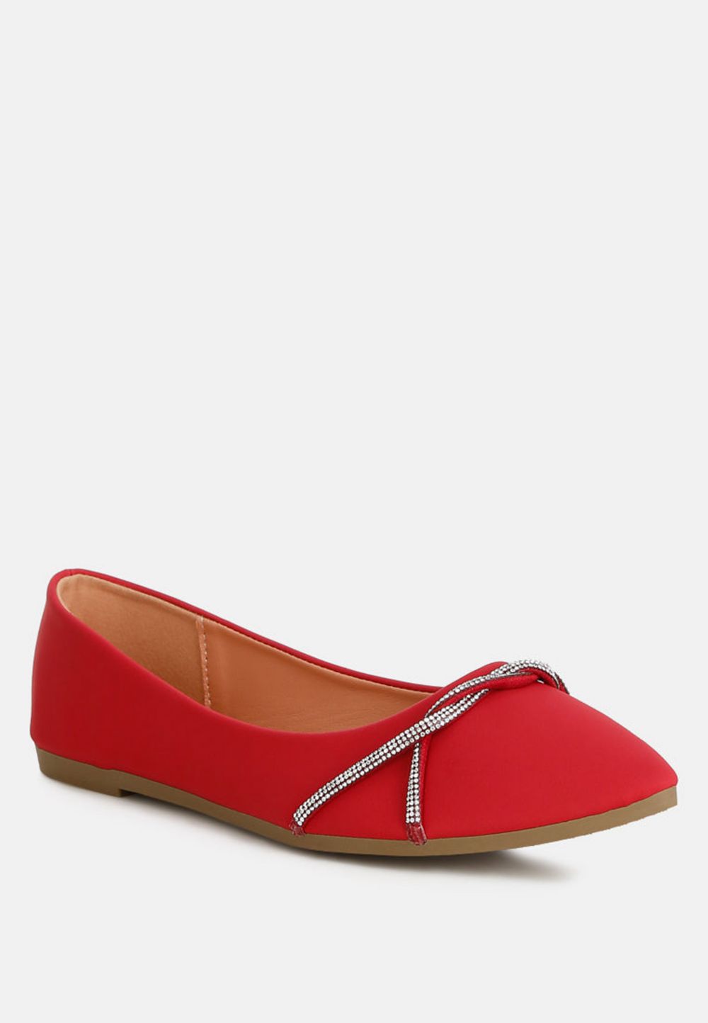 London Rag Women's Playasu Rhinestone Faux Leather Ballerinas