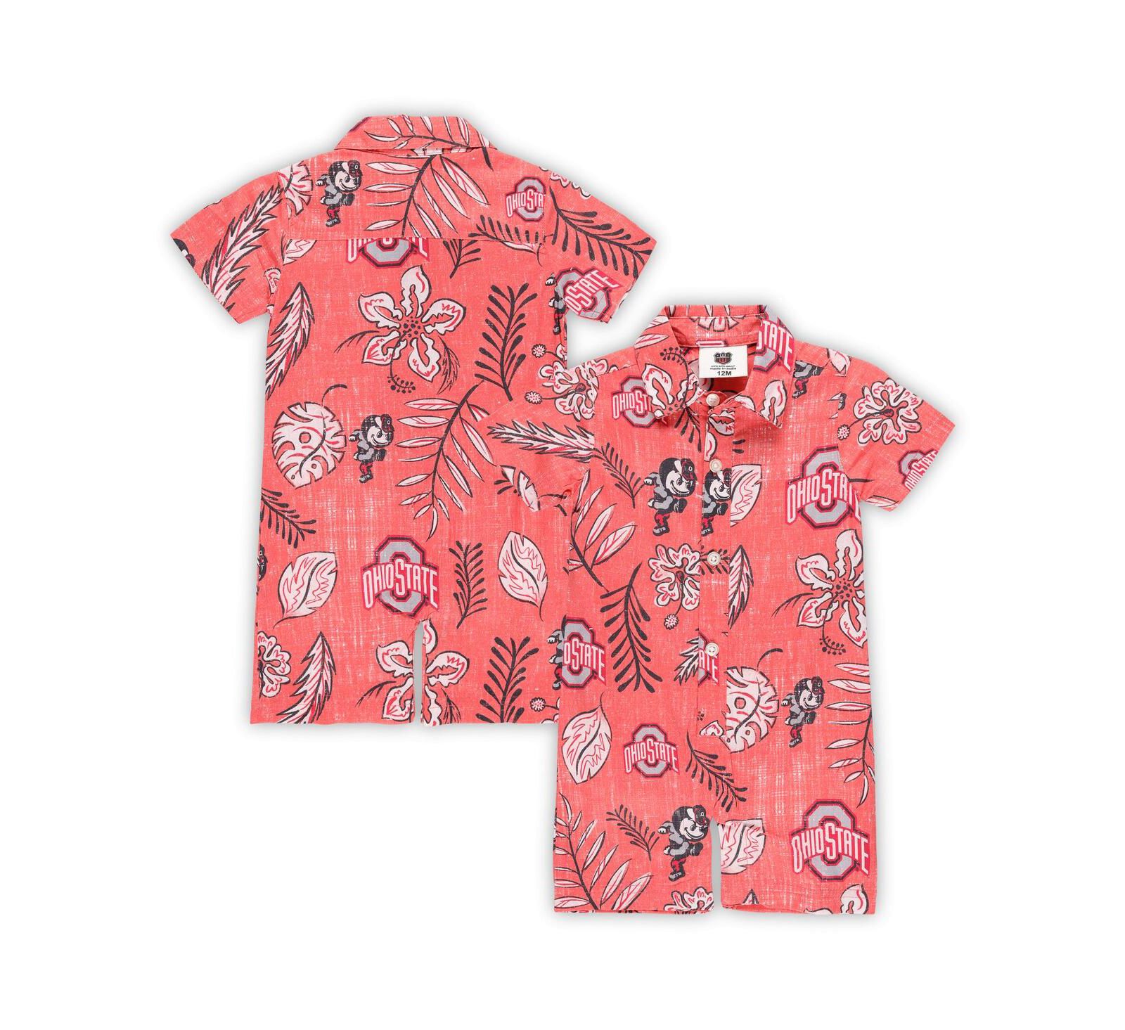 Детский ромпер Wes & Willy Scarlet Ohio State Buckeyes Vintage Floral