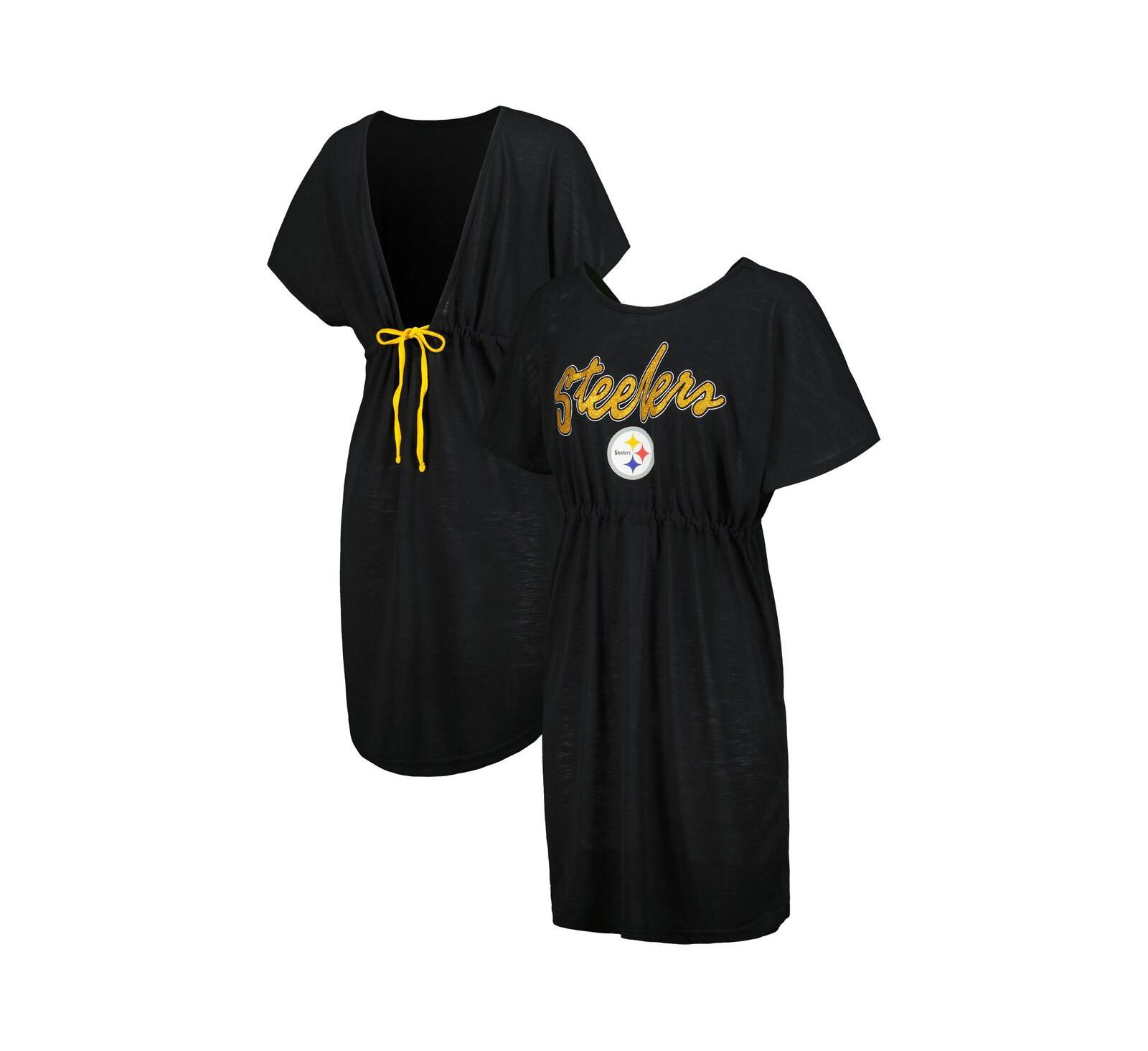 G-III 4Her by Carl Banks Women's Black Pittsburgh Steelers Versus Swim Cover-Up