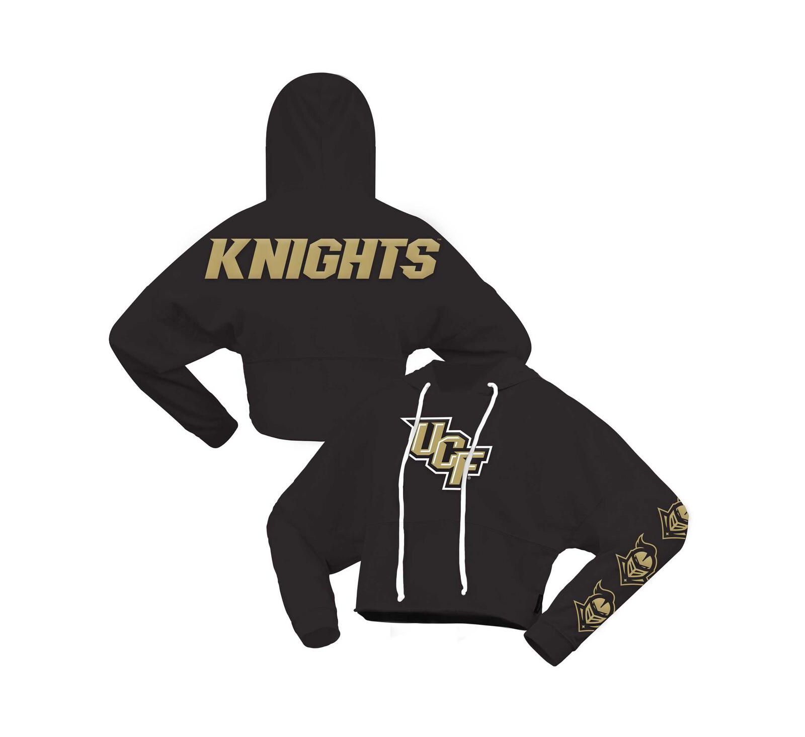 Spirit Jersey Women's Black UCF Knights Oversized Cropped Pullover Hoodie