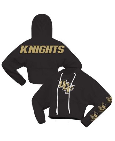 Spirit Jersey Women's Black UCF Knights Oversized Cropped Pullover Hoodie
