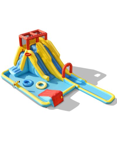 Inflatable Dual Slide Water Park Climbing Bouncer with 735W Air Blower