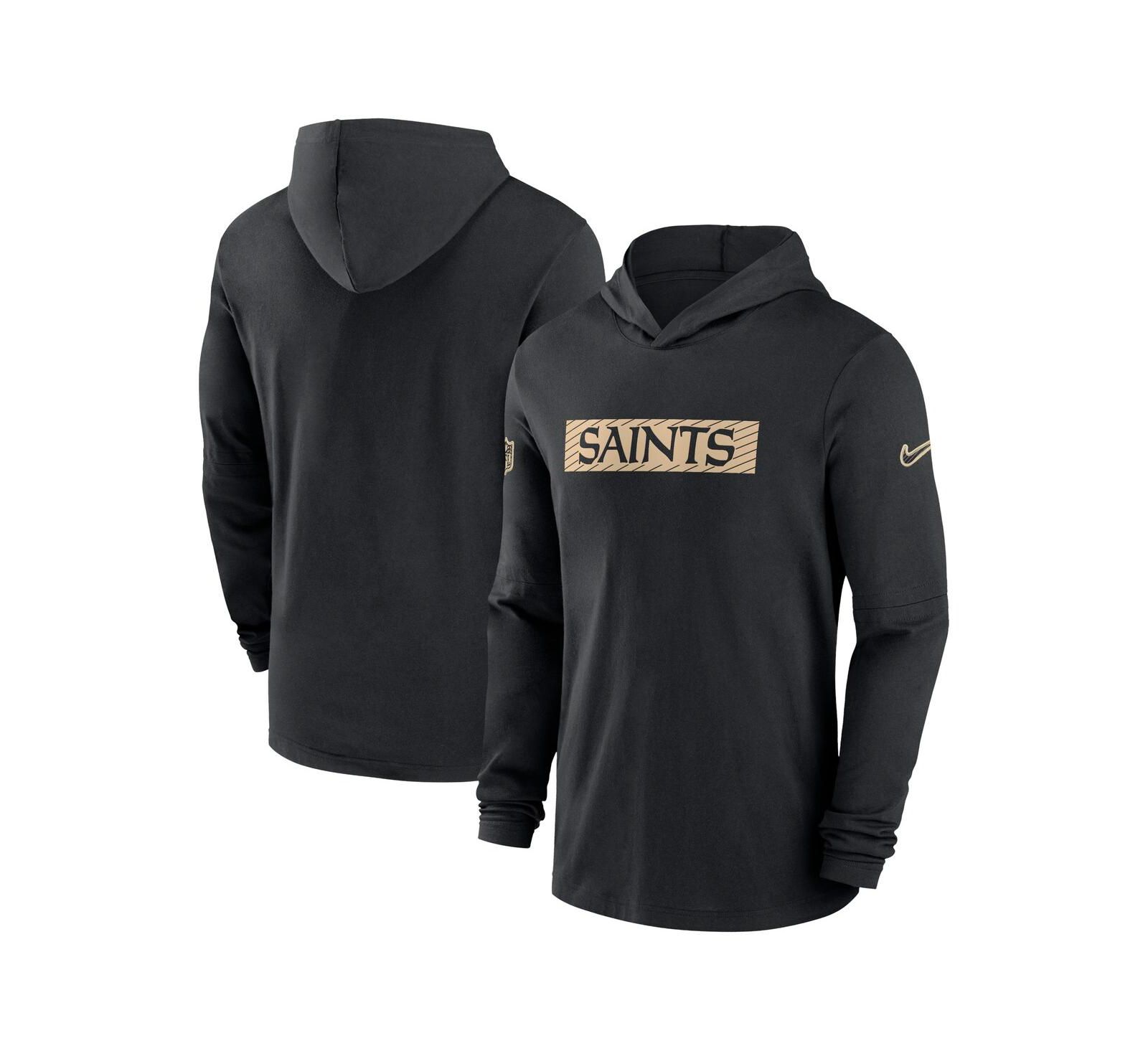 Nike Men's Black New Orleans Saints Sideline Hoodie Performance Long Sleeve T-Shirt