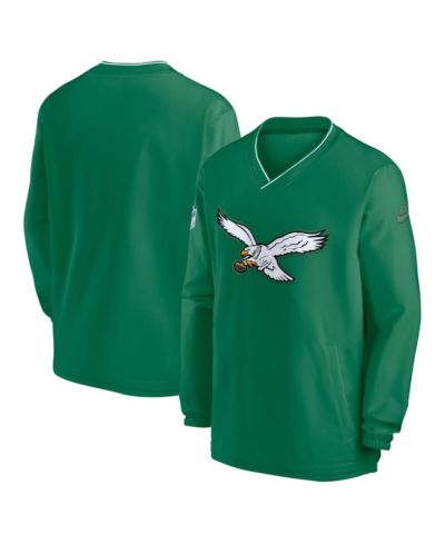 Nike Мужская ветровка с длинным рукавом и V-образным вырезом Philadelphia Eagles Throwback Logo, Kelly-Green