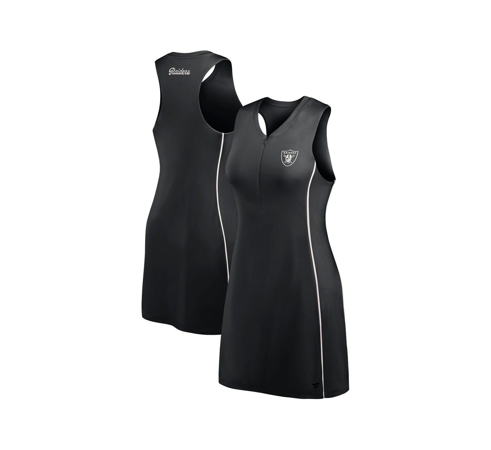 Fanatics Women's Black Las Vegas Raiders Studio Boost Athletic Half-Zip Dress