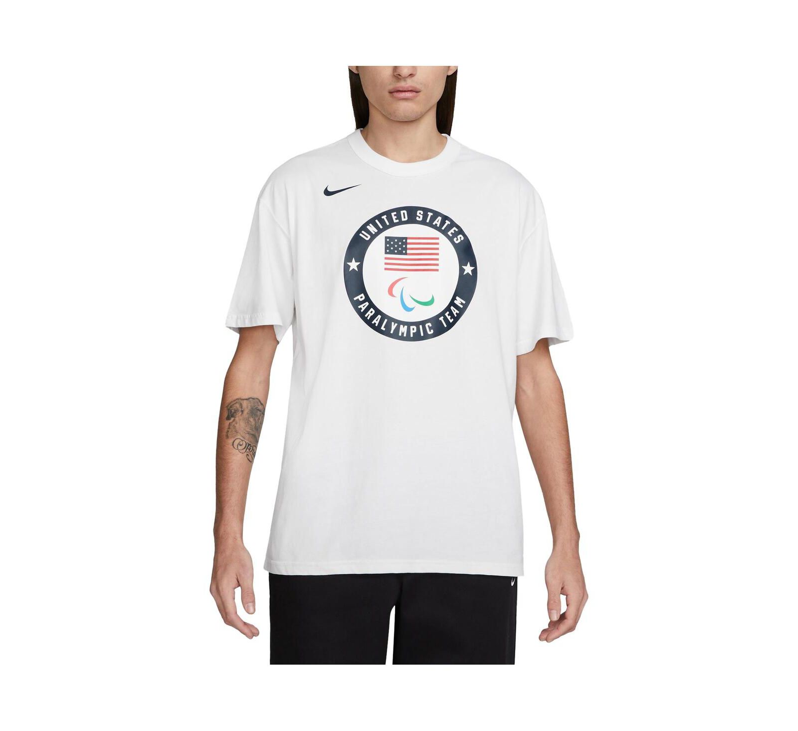Nike Мужская футболка Team USA 2024 Summer Paralympics Media Day Look Essentials, белая