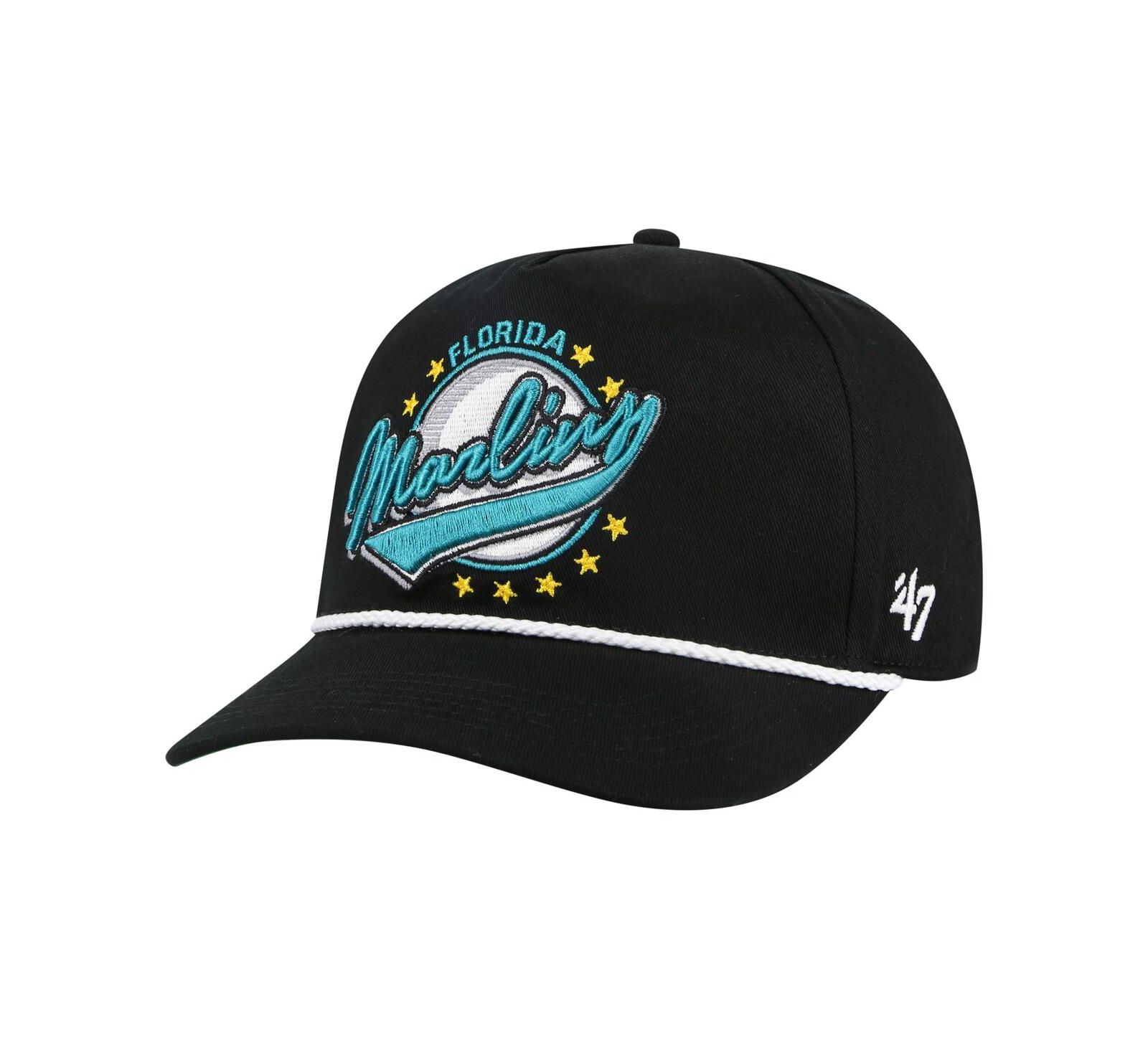 Мужская кепка '47 Brand Black Florida Marlins Cooperstown Collection Premier Hitch Adjustable