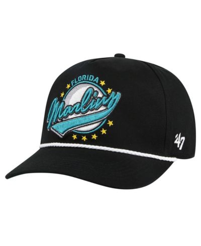 Мужская кепка '47 Brand Black Florida Marlins Cooperstown Collection Premier Hitch Adjustable