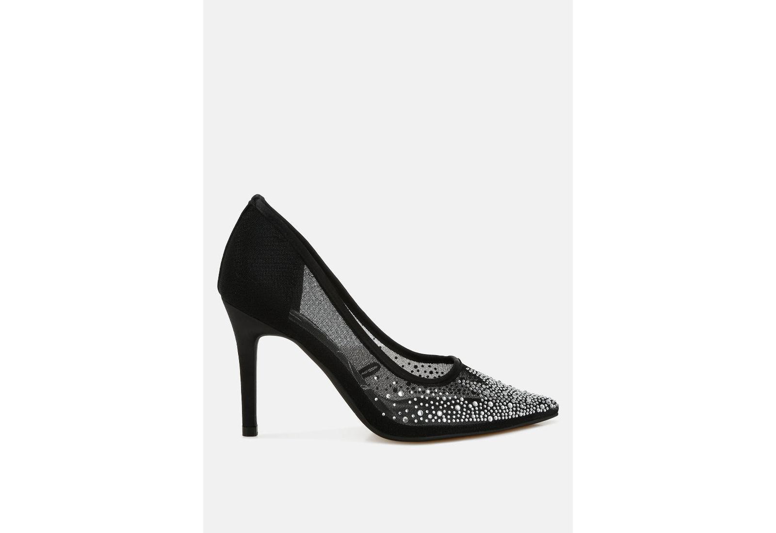 High Ball Mesh Rhinestone Stiletto Pumps