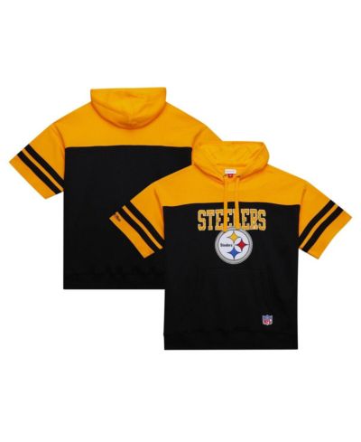 Мужское худи Mitchell & Ness Black Pittsburgh Steelers Off Field Vintage-like Logo Short Sleeve Pullover