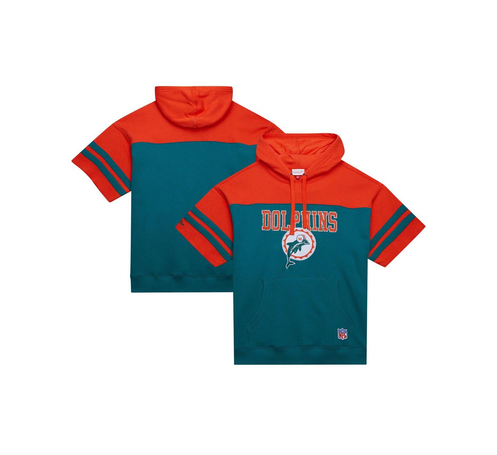 Mitchell & Ness Мужской голубой свитшот-худи с коротким рукавом и логотипом Miami Dolphins Vintage-like