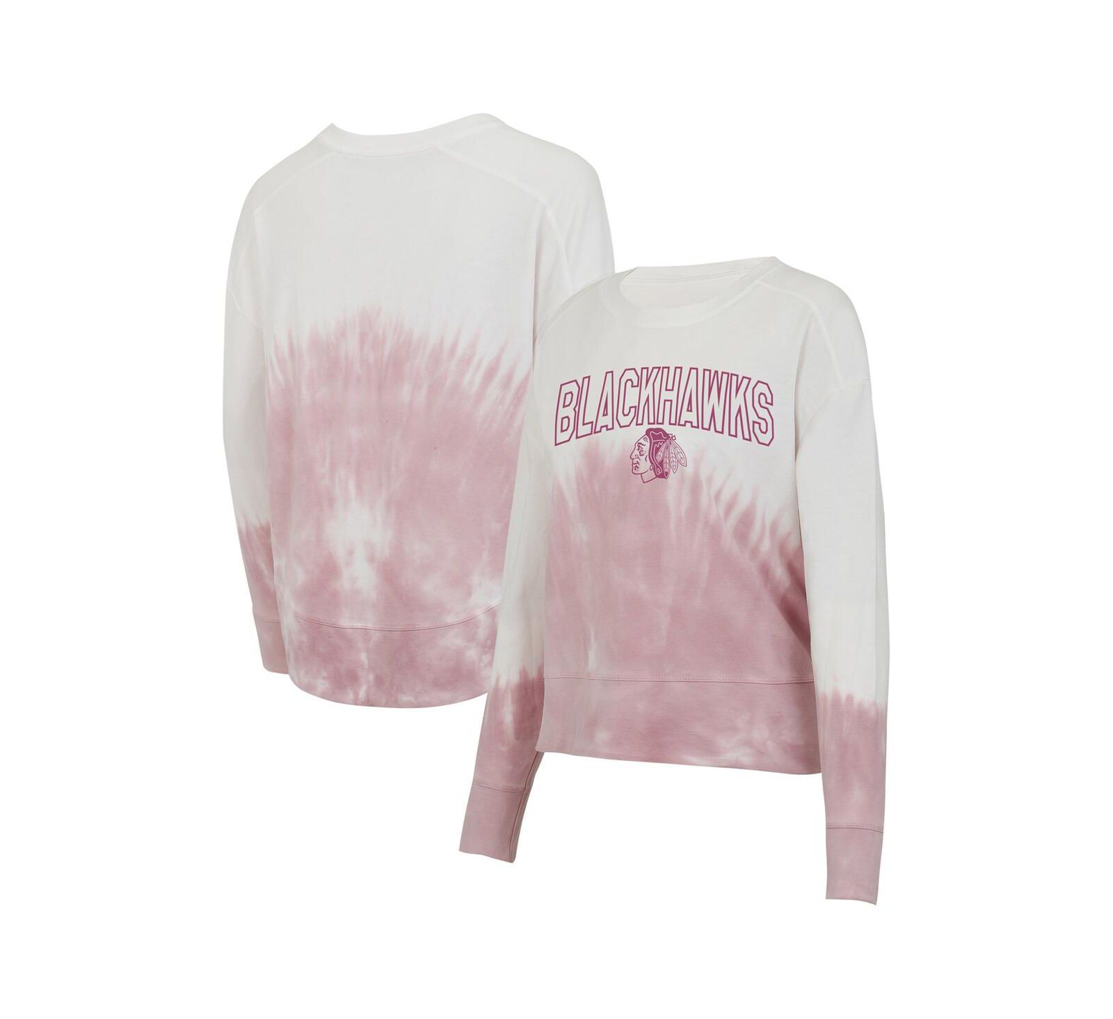 Concepts Sport Women's Pink/White Chicago Blackhawks Orchard Tie-Dye Long Sleeve T-Shirt