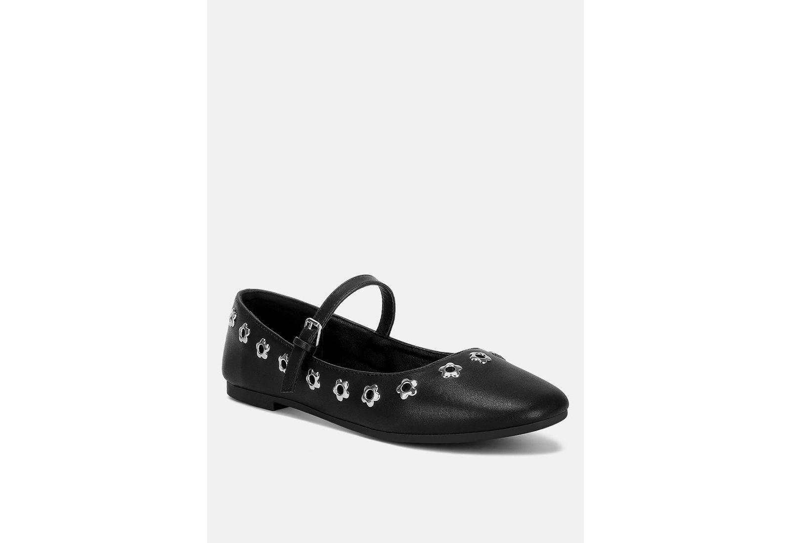 London Rag Womens Tanzer Floral Eyelet Strapped Ballerinas