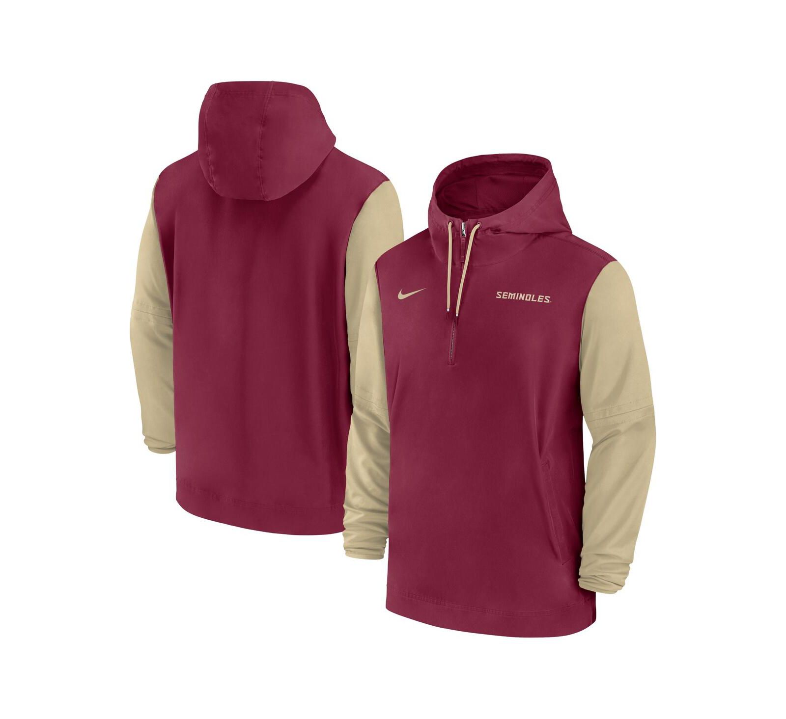 Nike Мужской Garnet Florida State Seminoles 2024 Sideline Pregame Player Half-Zip Hoodie