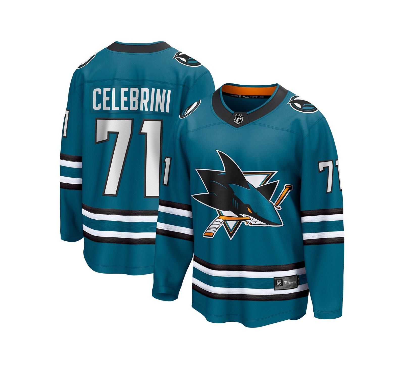 Мужское джерси Fanatics Macklin Celebrini Teal San Jose Sharks Home Breakaway