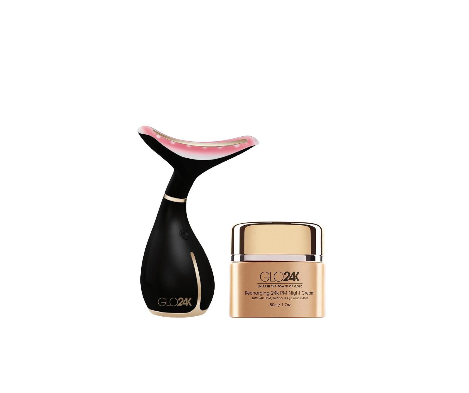 GLO24K LED массажер для лица и шеи + 24k Night Cream