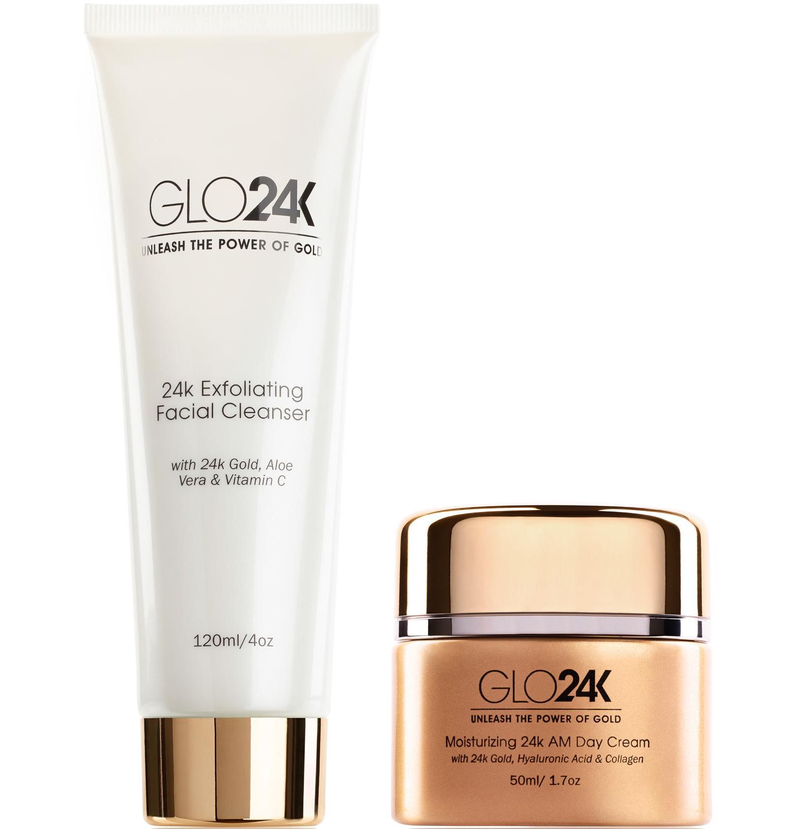 Очищающее средство для лица и дневной крем GLO24K
