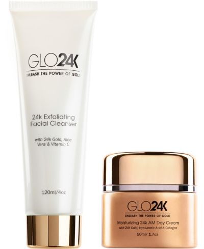 Очищающее средство для лица и дневной крем GLO24K