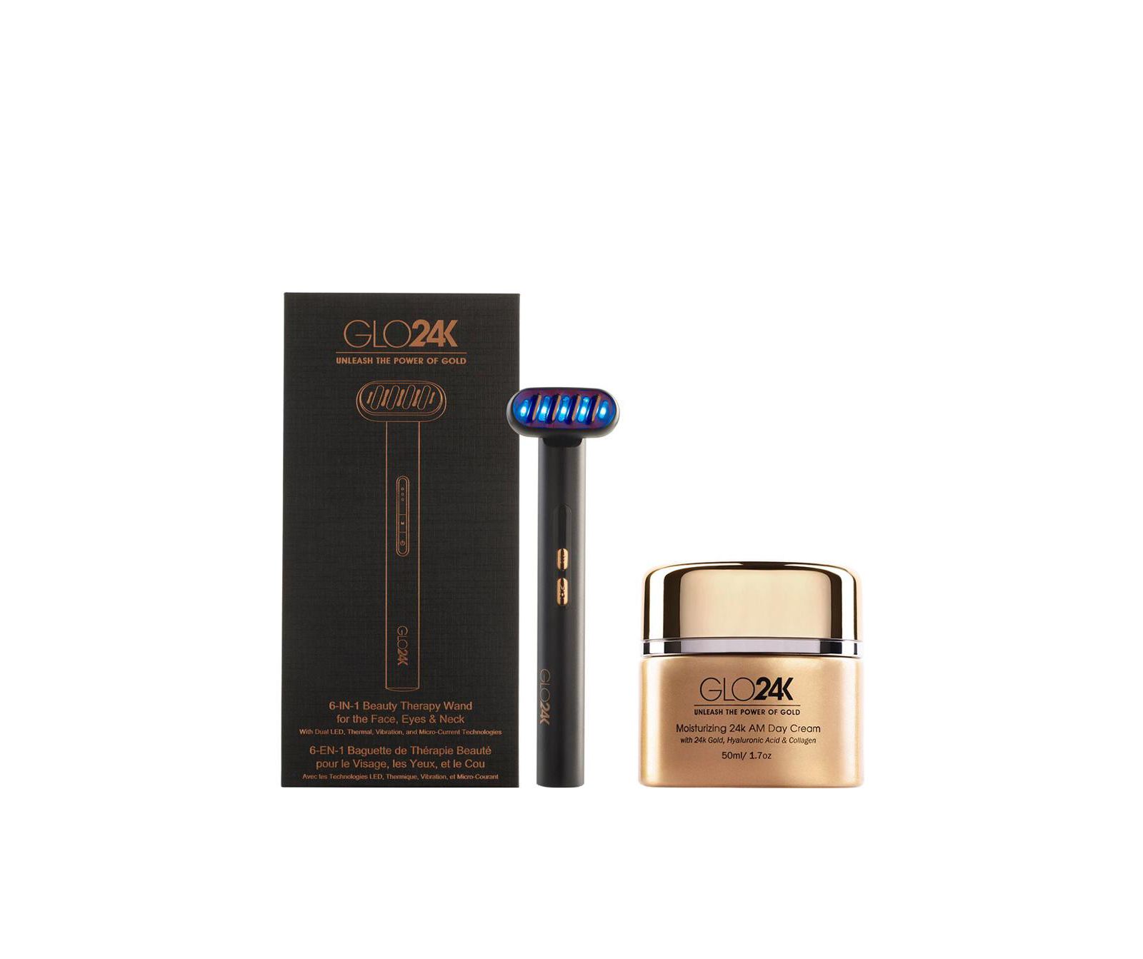 Набор для красоты GLO24K 6-IN-1 для лица, глаз и шеи и дневной крем 24K