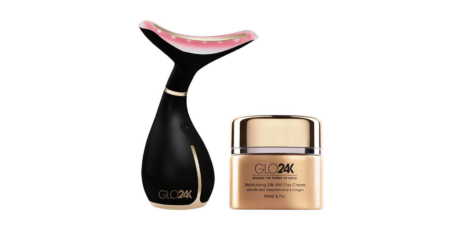 GLO24K LED массажер для шеи и лица + дневной увлажняющий крем 24k