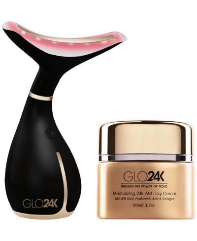 GLO24K LED массажер для шеи и лица + дневной увлажняющий крем 24k
