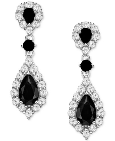 Серьги-подвески с сапфиром Truffle Sapphire и белым сапфиром в серебре