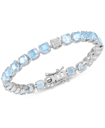 Lab Grown Amethyst & Diamond Accent Flex Bracelet in Sterling Silver (Also available in Blue Topaz & Garnet)