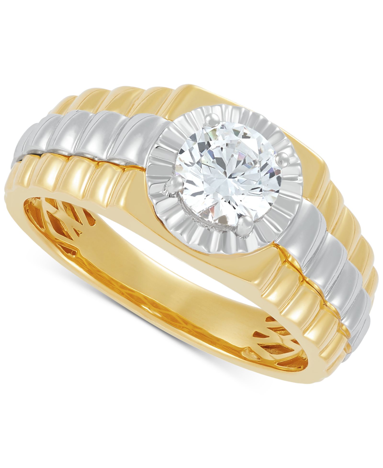 Кольцо Grown With Love Men's Lab Grown Diamond Solitaire, 1 ct. t.w. in 10k Two-Tone Gold