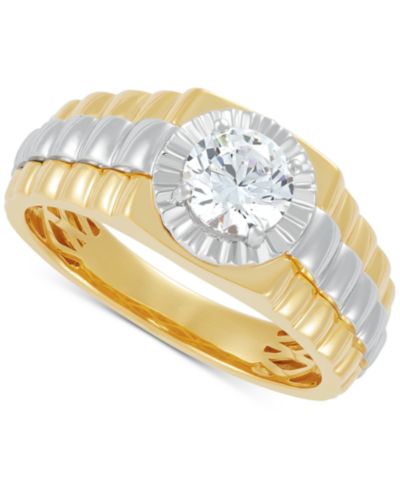 Кольцо Grown With Love Men's Lab Grown Diamond Solitaire, 1 ct. t.w. in 10k Two-Tone Gold