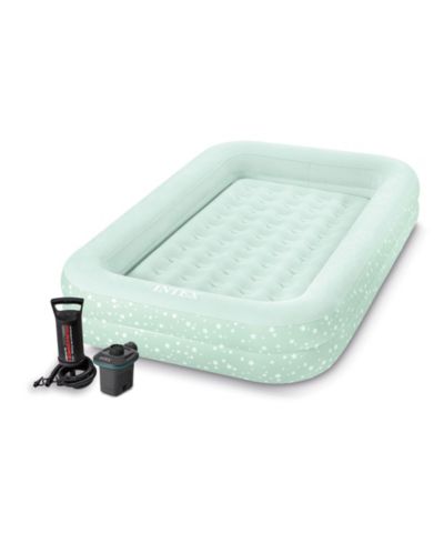 Intex Kids Travel Inflatable Air Mattress with Raised Sides and 3 Nozzle Air Pump