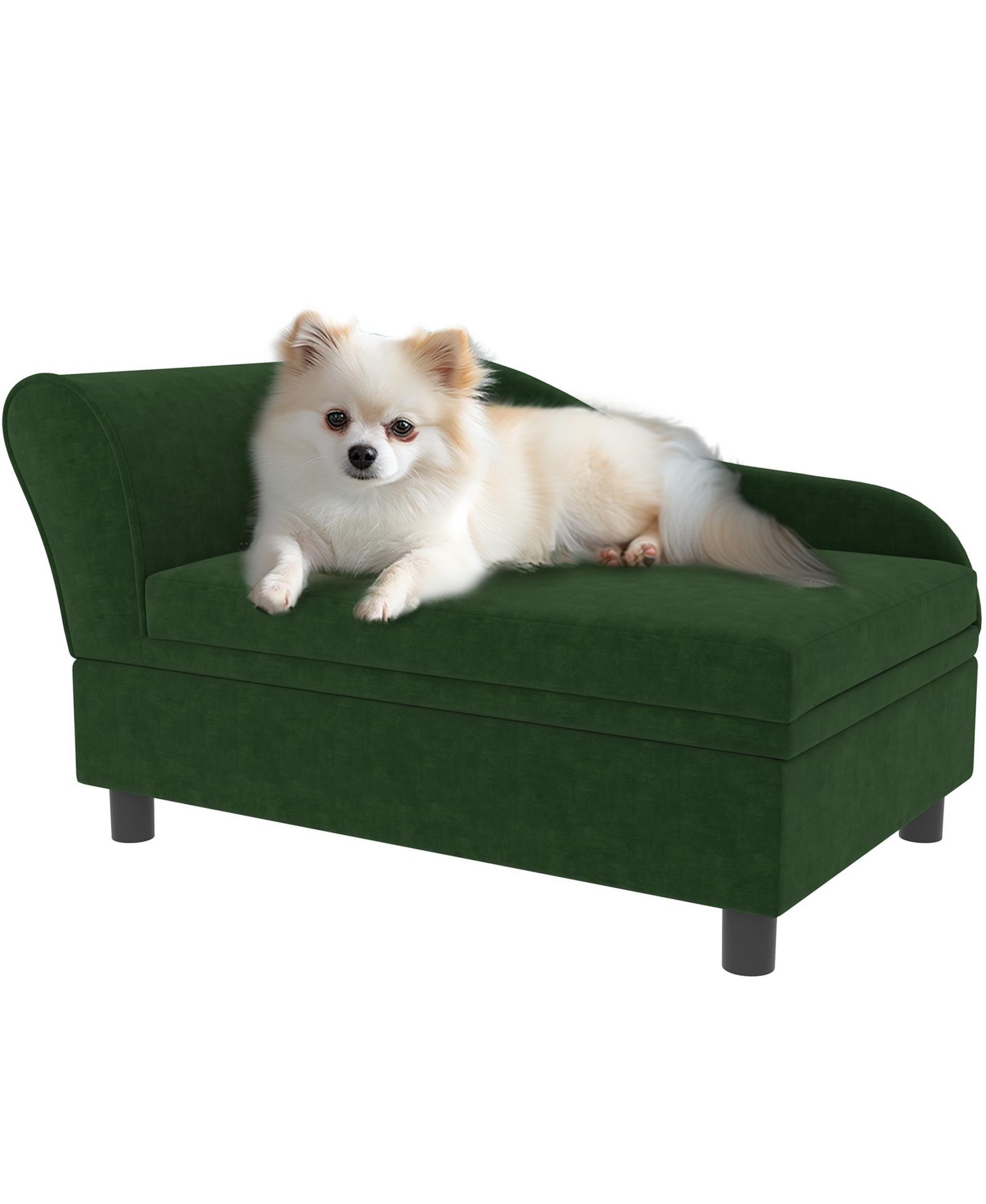 PawHut Luxury Small Dog Bed Couch W/ Storage, Little Dog Sofa