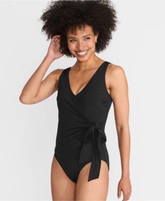 Lands' End Women's Side Tie Wrap One Piece Swimsuit