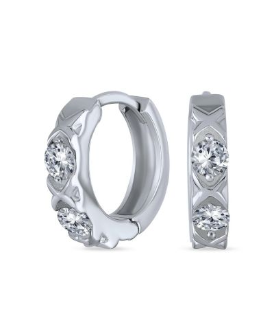Серьги-кольца Bling Jewelry Elegant Cubic Zirconia CZ Accent Criss Cross OXOX Huggie из стерлингового серебра