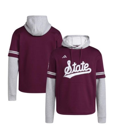 Мужская толстовка-джерси Adidas Mississippi State Bulldogs Pullover Baseball Hoodie Maroon