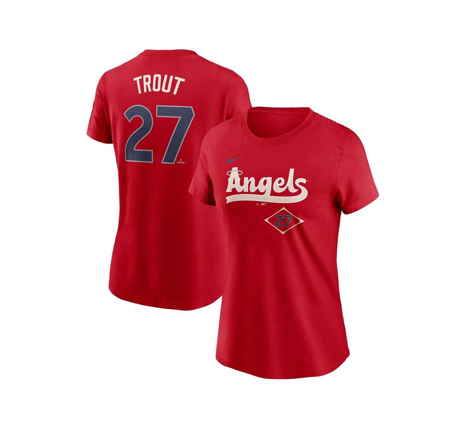 Nike Women's Mike Trout Red Los Angeles Angels 2024 City Connect Fuse Player Name & Number T-Shirt