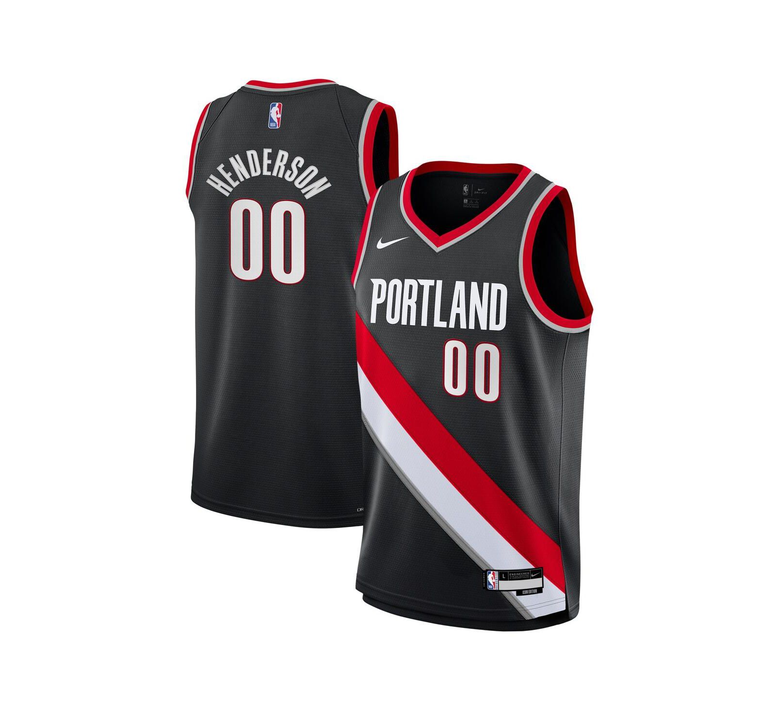 Детская джерси Nike Big Boys and Girls Scoot Henderson Black Portland Trail Blazers Swingman - Icon Edition