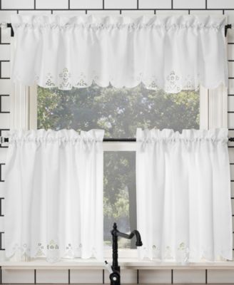 Комплект штор No. 918 Mariela Floral Trim Semi-Sheer Rod Pocket Kitchen Curtain Valance and Tiers