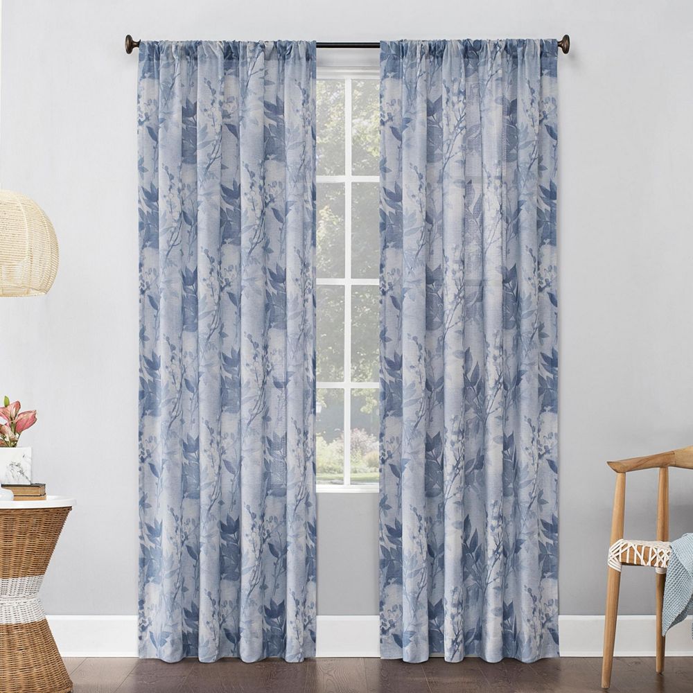 Полупрозрачная занавеска Hilary Watercolor Floral Linen Blend Semi-Sheer Rod Pocket