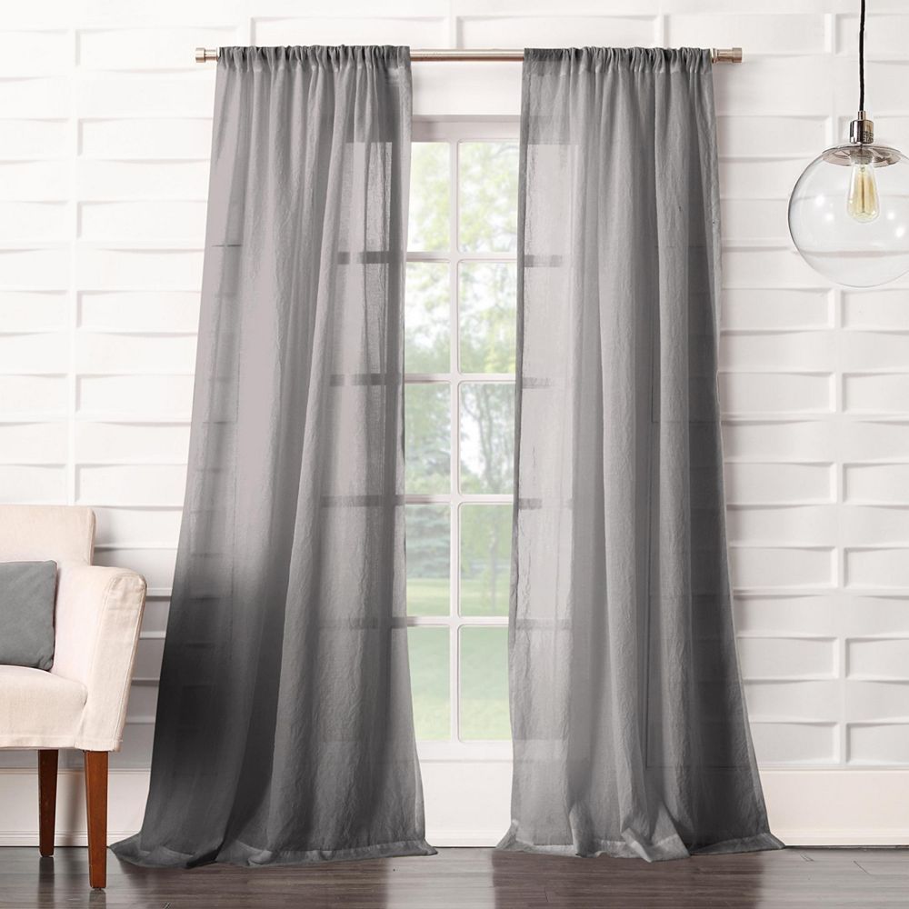 Silvia Crushed Texture Semi-Sheer Rod Pocket Curtain Panel