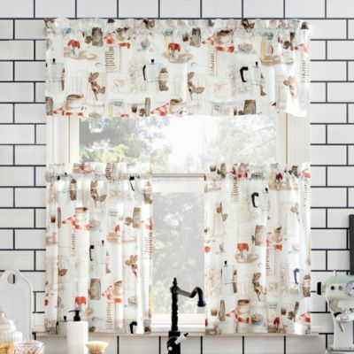 Brew Coffee Shop Semi-Sheer Rod Pocket Kitchen Curtain Valance and Tiers Set