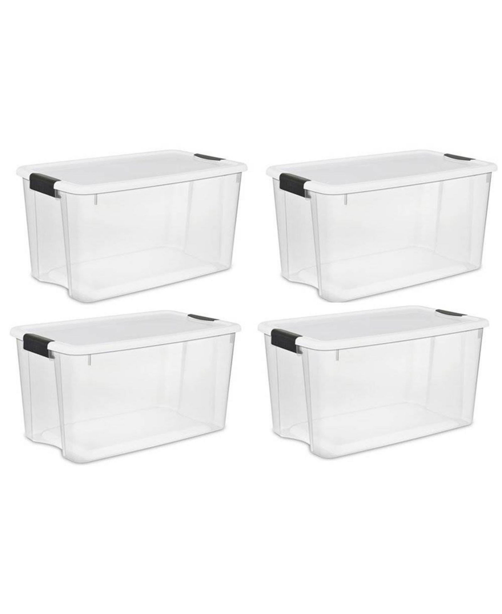 Прозрачный пластиковый контейнер для хранения Sterilite 70 Qt с защелкивающейся крышкой, (4 шт.)