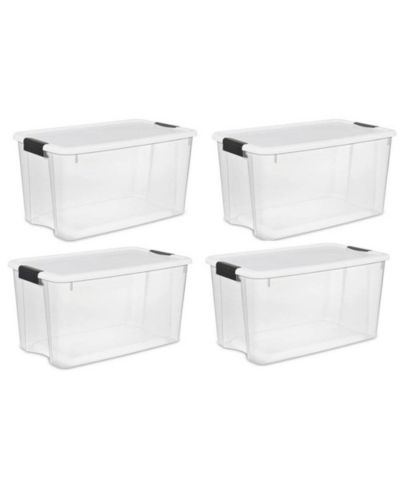Прозрачный пластиковый контейнер для хранения Sterilite 70 Qt с защелкивающейся крышкой, (4 шт.)